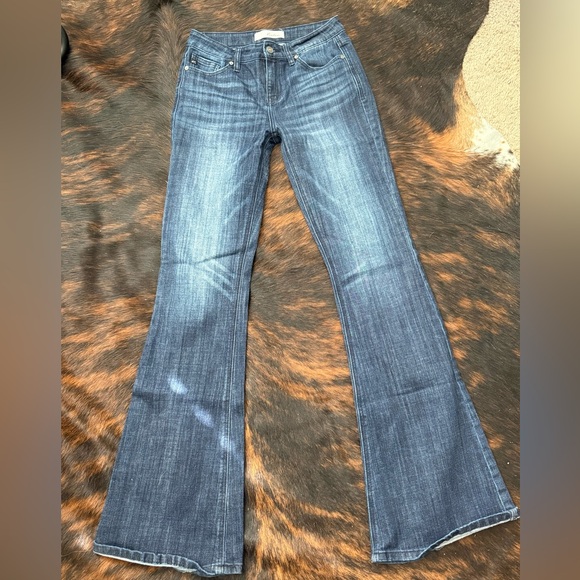 Kancan ALLIE Dark Blue Flare Jeans 27 - Picture 3 of 7